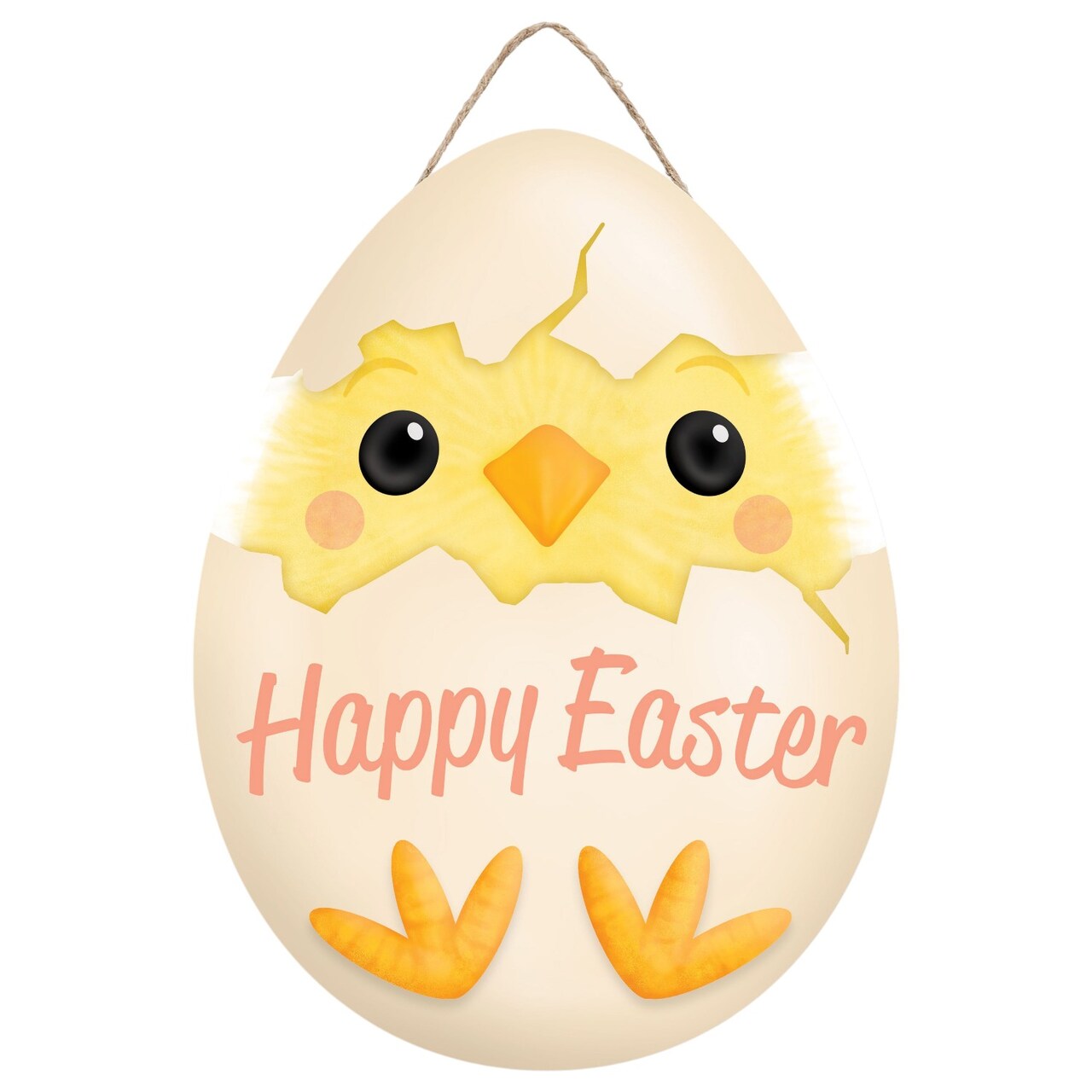 Cute Chick 12" Wooden Door Hanger Sign "Happy Easter" For Wreath Accent Crafts and Decorations